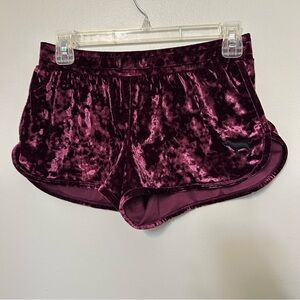 PINK Victoria's Secret Shorts Velvet Velour Lounge Comfy Burgundy Dog Retro S
